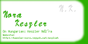 nora keszler business card